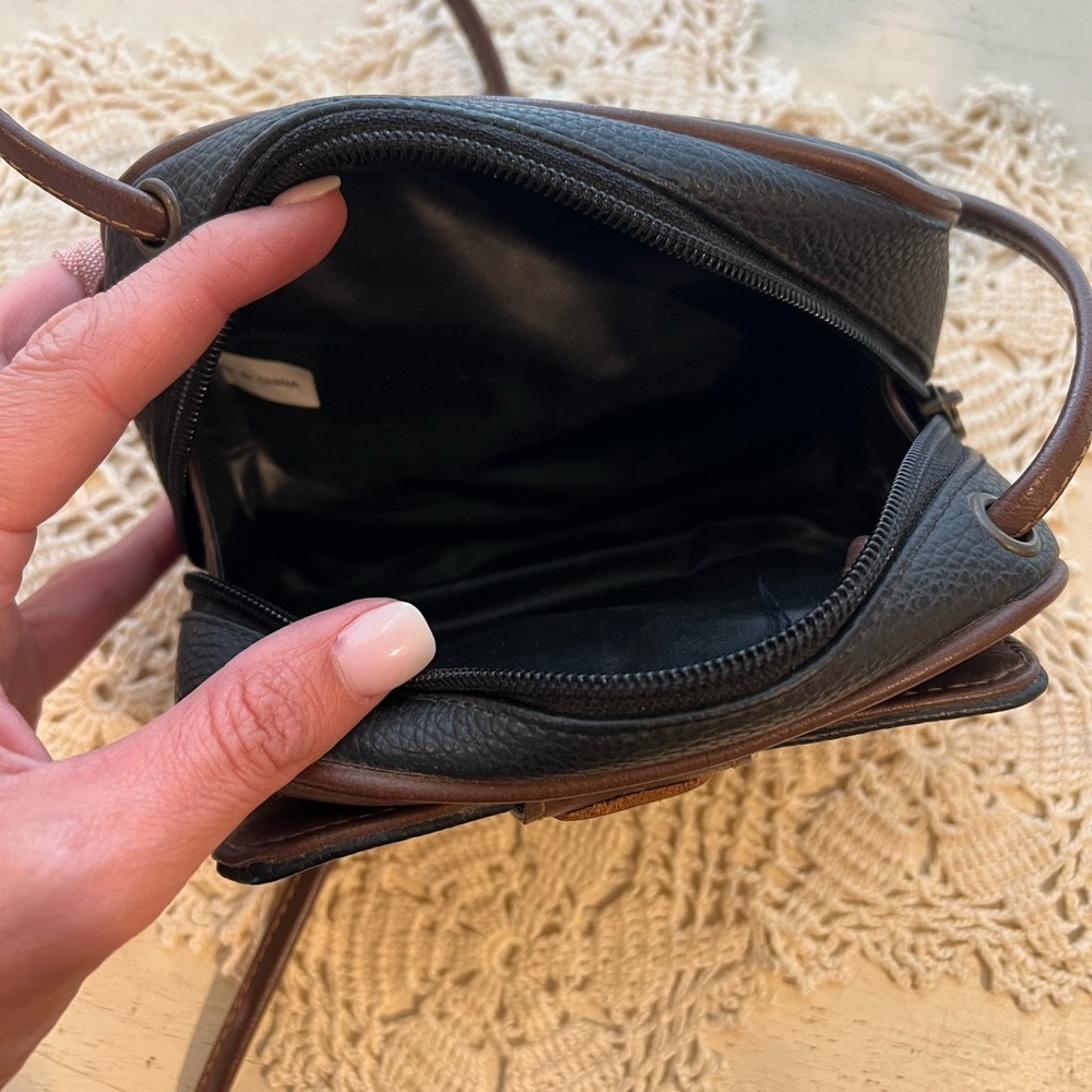 Vintage Martin Roberts Mini Crossbody Bag Brown Black Leather Small Purse - Picture 5 of 12